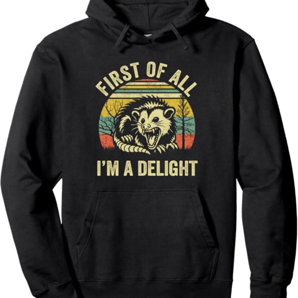 SOLD - NWOT - "I'm a Delight" Opossum Hoodie - Picture 1 of 5